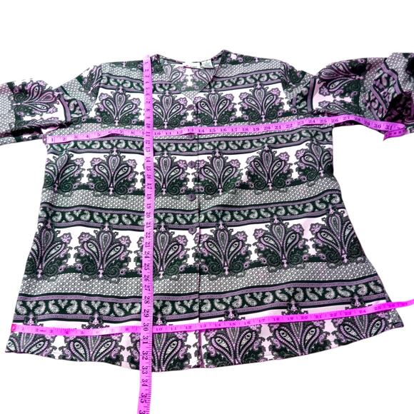 VINTAGE Gorgeous Tunic Top Long Blouse Shirt Size 18 Pale Pink Green Low Wrinkle - Picture 7 of 9